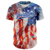 Custom Red Royal-White 3D American Flag Patriotic Authentic Baseball Jersey