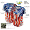 Custom Red Royal-White 3D American Flag Patriotic Authentic Baseball Jersey