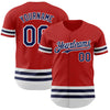 Custom Red Navy-White Line Authentic Baseball Jersey