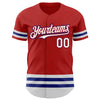 Custom Red White-Royal Line Authentic Baseball Jersey