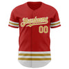 Custom Red Old Gold-White Line Authentic Baseball Jersey