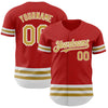 Custom Red Old Gold-White Line Authentic Baseball Jersey