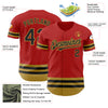 Custom Red Black-Old Gold Line Authentic Baseball Jersey