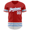 Custom Red White-Light Blue Line Authentic Baseball Jersey