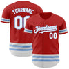 Custom Red White-Light Blue Line Authentic Baseball Jersey