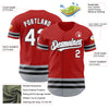 Custom Red Gray-Black Line Authentic Baseball Jersey