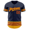 Custom Navy Maroon-Gold Line Authentic Baseball Jersey