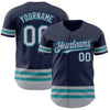 Custom Navy Gray-Teal Line Authentic Baseball Jersey