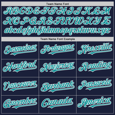 Custom Navy Teal-White Line Authentic Baseball Jersey