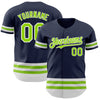 Custom Navy Neon Green-White Line Authentic Baseball Jersey