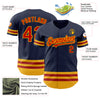 Custom Navy Red-Gold Line Authentic Baseball Jersey