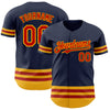 Custom Navy Red-Gold Line Authentic Baseball Jersey