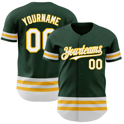 Custom Green White-Gold Line Authentic Baseball Jersey