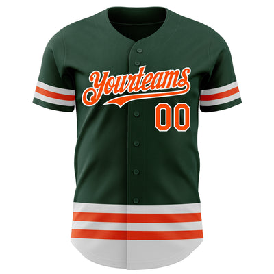 Custom Green Orange-White Line Authentic Baseball Jersey