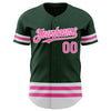 Custom Green Pink-White Line Authentic Baseball Jersey