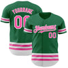 Custom Kelly Green Pink-White Line Authentic Baseball Jersey