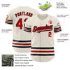 Custom Cream Red-Black Line Authentic Baseball Jersey