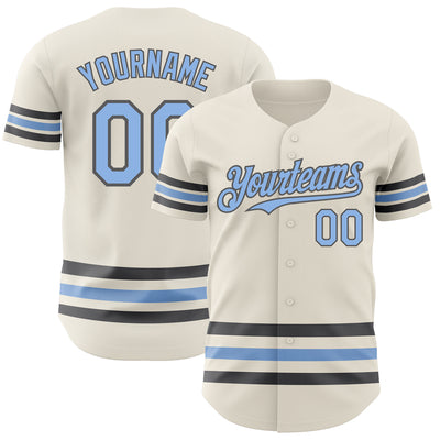 Custom Cream Light Blue-Steel Gray Line Authentic Baseball Jersey