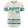 Custom Cream Teal-Gray Line Authentic Baseball Jersey