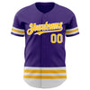 Custom Purple Gold-White Line Authentic Baseball Jersey