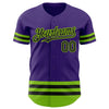 Custom Purple Black-Neon Green Line Authentic Baseball Jersey