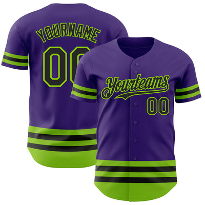 Custom Purple Black-Neon Green Line Authentic Baseball Jersey