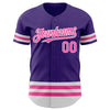 Custom Purple Pink-White Line Authentic Baseball Jersey