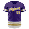 Custom Purple Old Gold-White Line Authentic Baseball Jersey