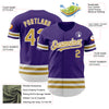 Custom Purple Old Gold-White Line Authentic Baseball Jersey