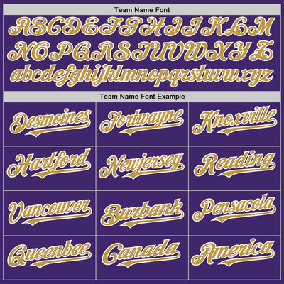 Custom Purple Old Gold-White Line Authentic Baseball Jersey