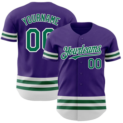 Custom Purple Kelly Green-White Line Authentic Baseball Jersey