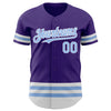 Custom Purple Light Blue-White Line Authentic Baseball Jersey