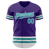 Custom Purple Teal-White Line Authentic Baseball Jersey