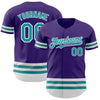 Custom Purple Teal-White Line Authentic Baseball Jersey