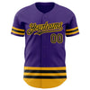 Custom Purple Black-Gold Line Authentic Baseball Jersey