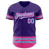 Custom Purple Light Blue-Pink Line Authentic Baseball Jersey