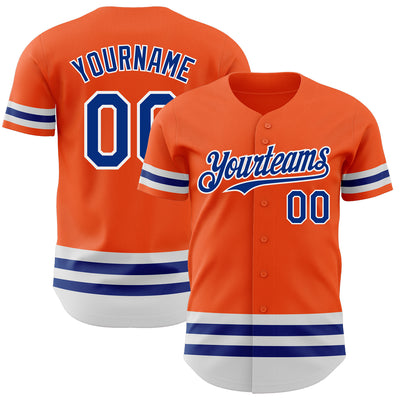 Custom Orange Royal-White Line Authentic Baseball Jersey