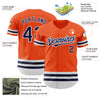 Custom Orange Navy-White Line Authentic Baseball Jersey