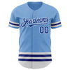 Custom Light Blue Royal-White Line Authentic Baseball Jersey