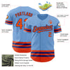 Custom Light Blue Orange-Royal Line Authentic Baseball Jersey