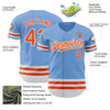 Custom Light Blue Orange-White Line Authentic Baseball Jersey