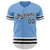 Custom Light Blue Black-White Line Authentic Baseball Jersey