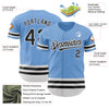 Custom Light Blue Black-White Line Authentic Baseball Jersey