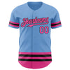 Custom Light Blue Pink-Black Line Authentic Baseball Jersey