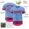 Custom Light Blue Pink-Black Line Authentic Baseball Jersey