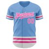 Custom Light Blue Pink-White Line Authentic Baseball Jersey