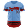 Custom Light Blue Red-Black Line Authentic Baseball Jersey