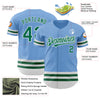 Custom Light Blue Kelly Green-White Line Authentic Baseball Jersey