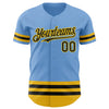 Custom Light Blue Black-Yellow Line Authentic Baseball Jersey