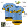 Custom Light Blue Black-Yellow Line Authentic Baseball Jersey